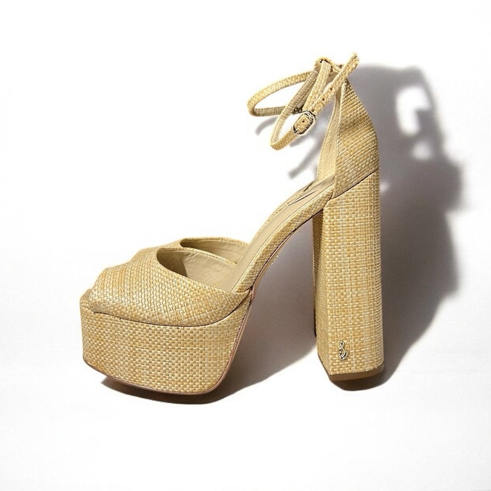 🌻LIKE NEW Sam Edelman Kori Platform Raffia Heel Size 11